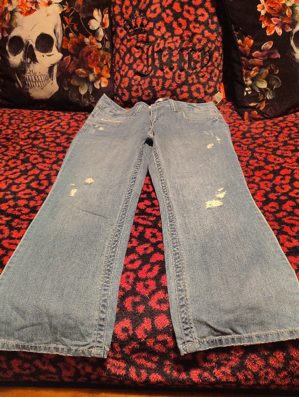 Aeropostale Light Blue Distressed Flare Jeans